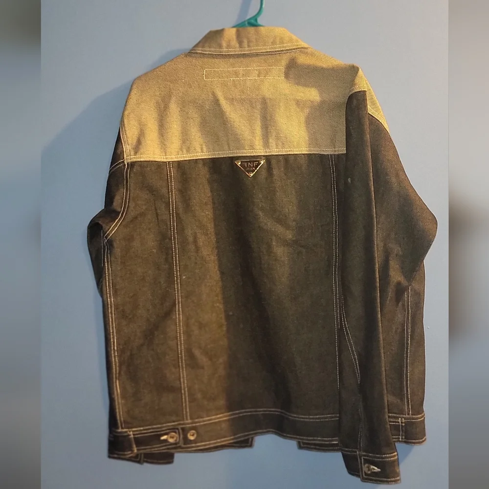 Vintage Denim Jean Jacket Mens Large Y2K Skater Rave Baggy Size LARGE - Picture 2 of 3